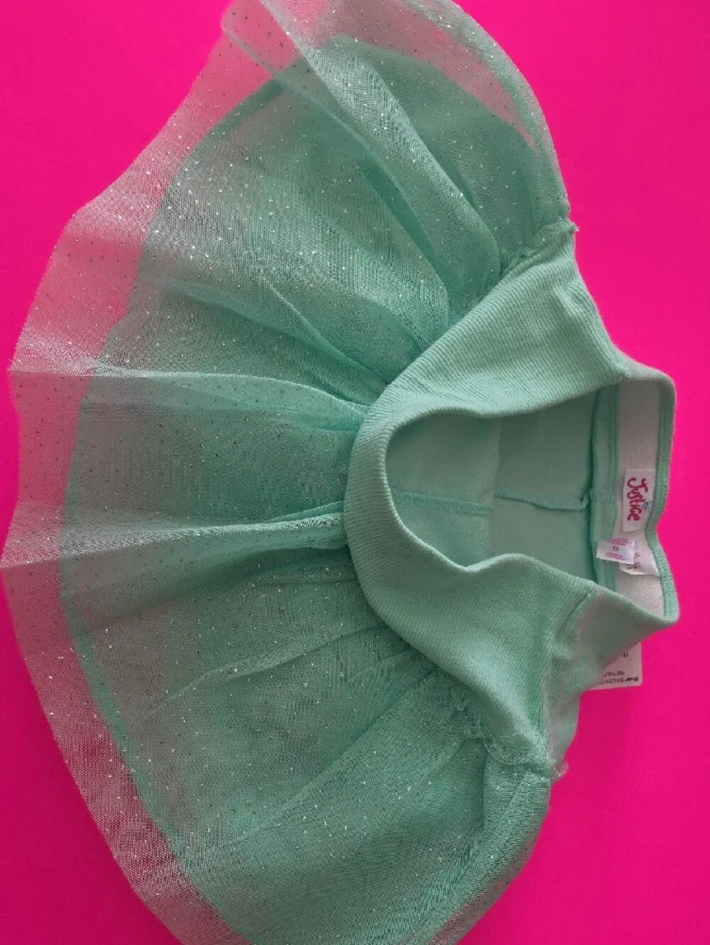 Justice Mint Green Sparkle Tulle Skirt